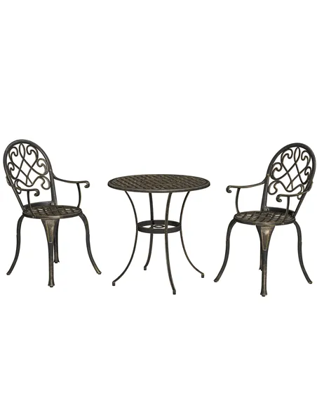 Outsunny Three-Piece Elegant Aluminium Garden Set - Bronze Tone