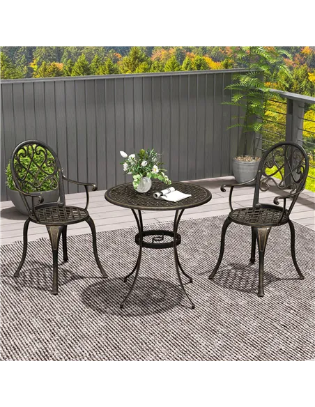 Outsunny Three-Piece Elegant Aluminium Garden Set - Bronze Tone