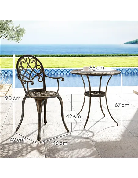 Outsunny Three-Piece Elegant Aluminium Garden Set - Bronze Tone