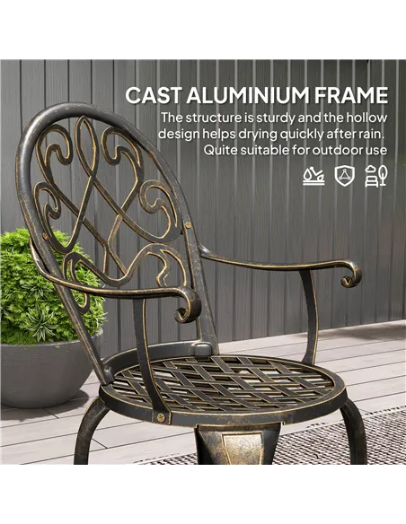Outsunny Three-Piece Elegant Aluminium Garden Set - Bronze Tone