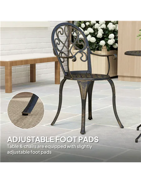 Outsunny Three-Piece Elegant Aluminium Garden Set - Bronze Tone