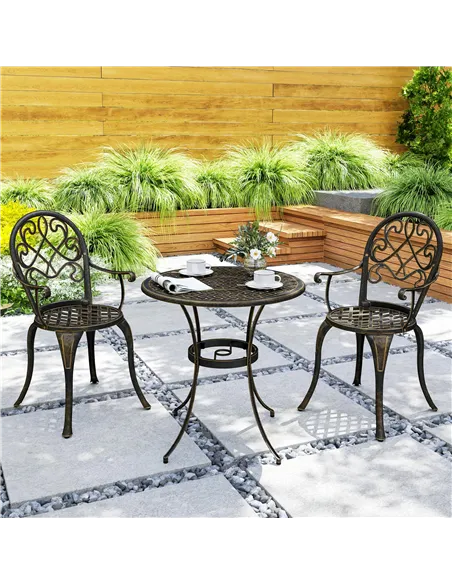 Outsunny Three-Piece Elegant Aluminium Garden Set - Bronze Tone