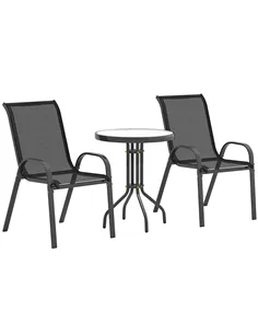 Outsunny Three-Piece Outdoor Garden Set - Black