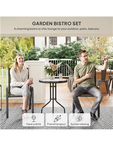 Outsunny Three-Piece Outdoor Garden Set - Black