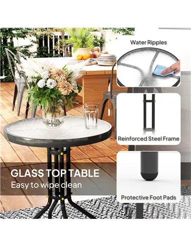 Outsunny Three-Piece Outdoor Garden Set - Black