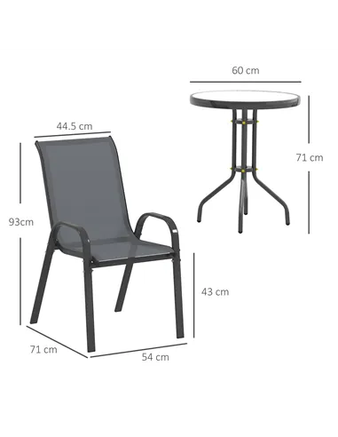 Outsunny Three-Piece Outdoor Garden Set - Grey
