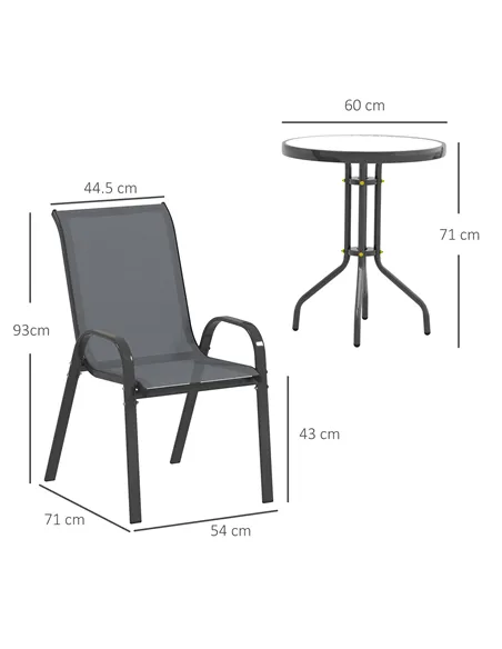 Outsunny Three-Piece Outdoor Garden Set - Grey
