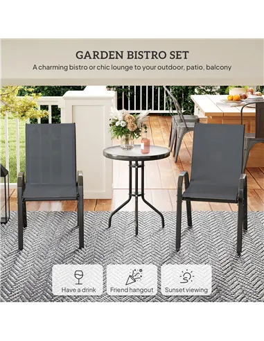 Outsunny Three-Piece Outdoor Garden Set - Grey
