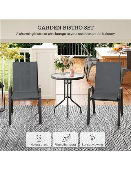 Outsunny Three-Piece Outdoor Garden Set - Grey