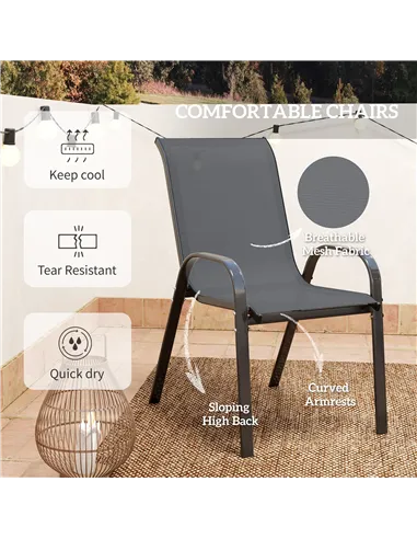 Outsunny Three-Piece Outdoor Garden Set - Grey