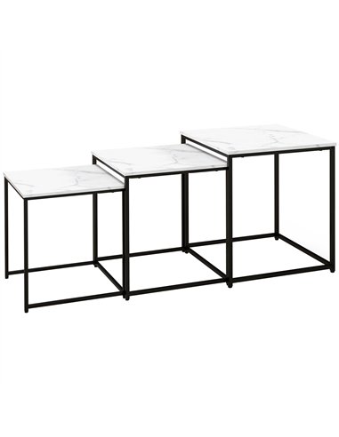 HOMCOM Three Nest of Tables, Marble Effect Finish