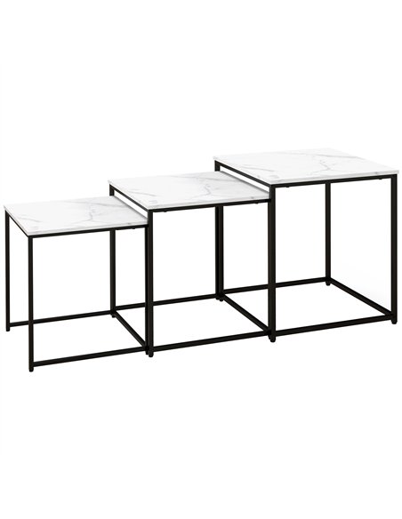 HOMCOM Three Nest of Tables, Marble Effect Finish