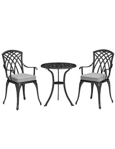 Outsunny Three-Piece Cast Aluminium Bistro Set - Black