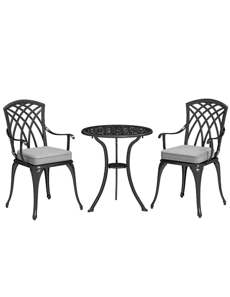 Outsunny Three-Piece Cast Aluminium Bistro Set - Black