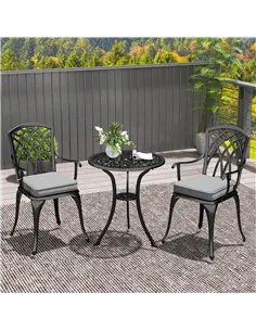 Outsunny Three-Piece Cast Aluminium Bistro Set - Black 2