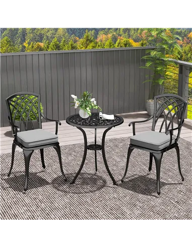 Outsunny Three-Piece Cast Aluminium Bistro Set - Black