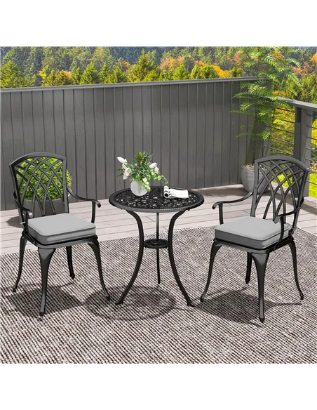 Outsunny Three-Piece Cast Aluminium Bistro Set - Black