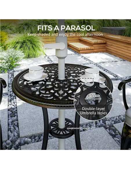 Outsunny Three-Piece Cast Aluminium Bistro Set - Black