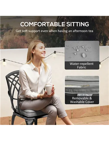 Outsunny Three-Piece Cast Aluminium Bistro Set - Black