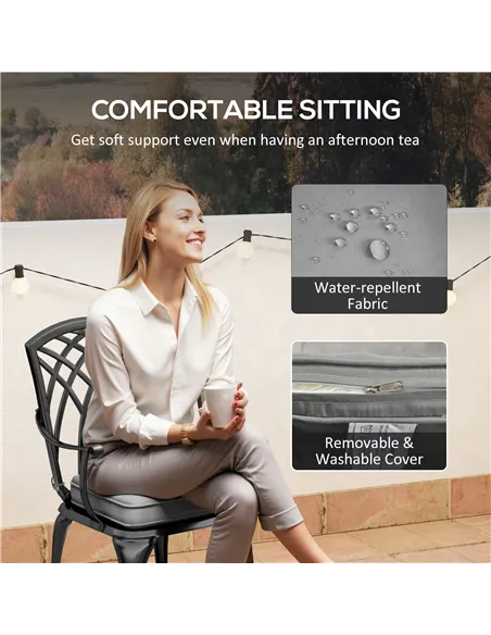 Outsunny Three-Piece Cast Aluminium Bistro Set - Black