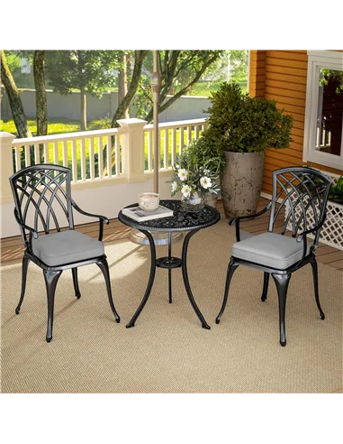 Outsunny Three-Piece Cast Aluminium Bistro Set - Black