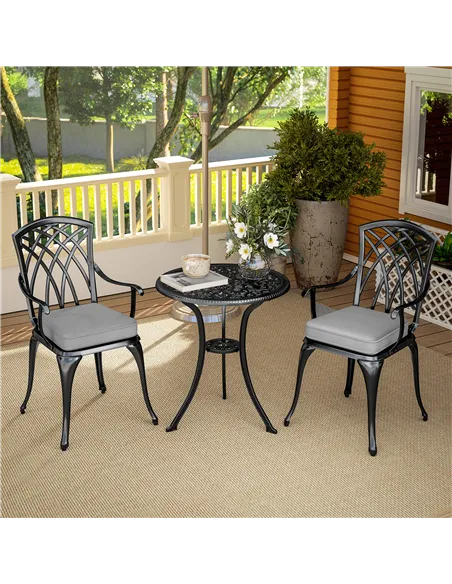 Outsunny Three-Piece Cast Aluminium Bistro Set - Black
