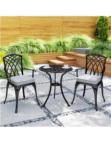 Outsunny Three-Piece Cast Aluminium Bistro Set - Black