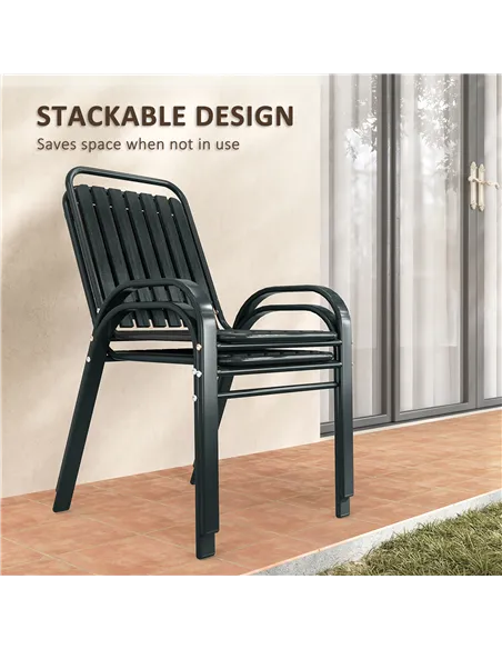 Outsunny 3 Pieces Patio Bistro Set with Stackable Chairs, Tempered Glass Table, for Outdoor, Balcony, Patio, Garden Charcoal Gre