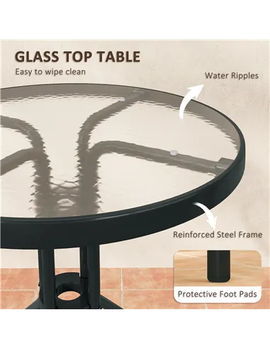 Outsunny 3 Pieces Patio Bistro Set with Stackable Chairs, Tempered Glass Table, for Outdoor, Balcony, Patio, Garden Charcoal Gre