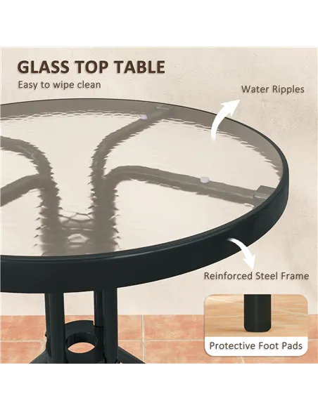 Outsunny 3 Pieces Patio Bistro Set with Stackable Chairs, Tempered Glass Table, for Outdoor, Balcony, Patio, Garden Charcoal Gre