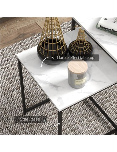 HOMCOM Three Nest of Tables, Marble Effect Finish