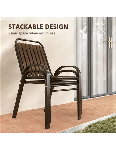 Outsunny 3 Pieces Patio Bistro Set with Stackable Chairs, Tempered Glass Table, for Outdoor, Balcony, Patio, Garden, Dark Brown