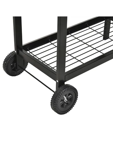 Outsunny Steel 2-Grill Charcoal BBQ w/ Wheels Black
