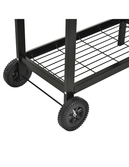 Outsunny Steel 2-Grill Charcoal BBQ w/ Wheels Black