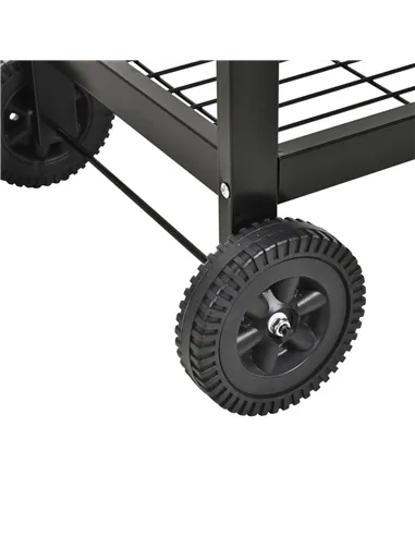 Outsunny Steel 2-Grill Charcoal BBQ w/ Wheels Black