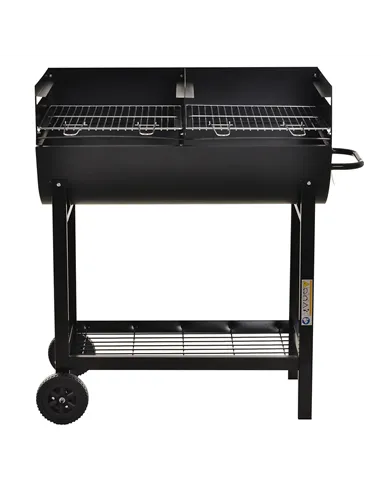 Outsunny Steel 2-Grill Charcoal BBQ w/ Wheels Black