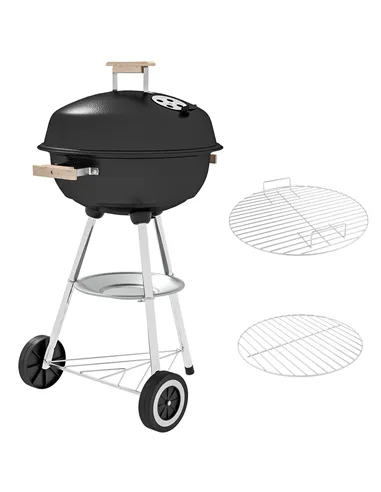Outsunny Portable Round Kettle Charcoal Grill BBQ Smoker with Lid Outdoor Heat Control Party Patio Barbecue Garden