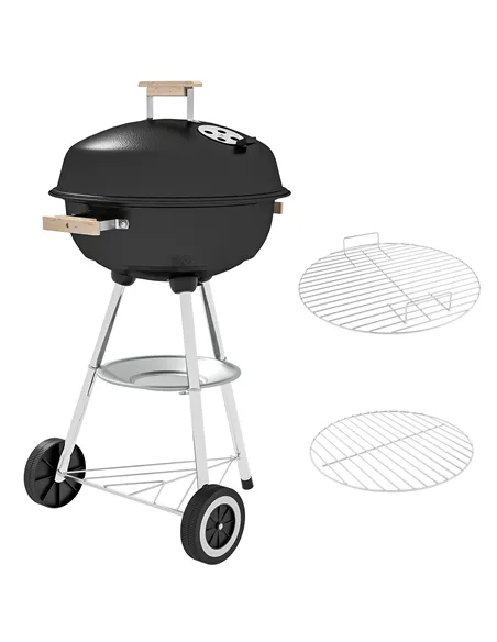 Outsunny Portable Round Kettle Charcoal Grill BBQ Smoker with Lid Outdoor Heat Control Party Patio Barbecue Garden