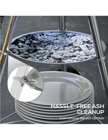 Outsunny Portable Round Kettle Charcoal Grill BBQ Smoker with Lid Outdoor Heat Control Party Patio Barbecue Garden