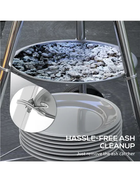 Outsunny Portable Round Kettle Charcoal Grill BBQ Smoker with Lid Outdoor Heat Control Party Patio Barbecue Garden