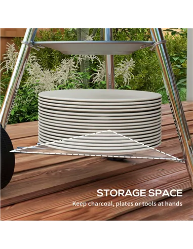 Outsunny Portable Round Kettle Charcoal Grill BBQ Smoker with Lid Outdoor Heat Control Party Patio Barbecue Garden