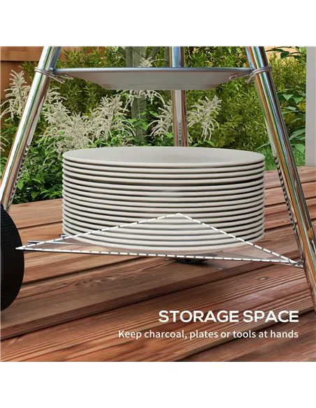 Outsunny Portable Round Kettle Charcoal Grill BBQ Smoker with Lid Outdoor Heat Control Party Patio Barbecue Garden