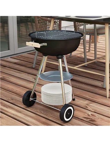 Outsunny Portable Round Kettle Charcoal Grill BBQ Smoker with Lid Outdoor Heat Control Party Patio Barbecue Garden