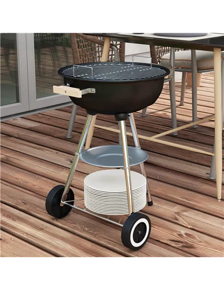 Outsunny Portable Round Kettle Charcoal Grill BBQ Smoker with Lid Outdoor Heat Control Party Patio Barbecue Garden