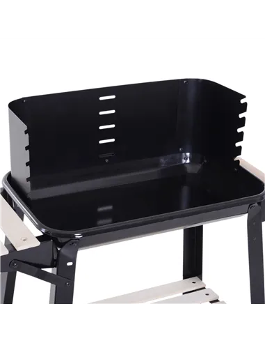 Outsunny Trolley Charcoal BBQ Barbecue Grill Outdoor Patio Garden Heating Smoker with Side Trays Storage Shelf and Wheels