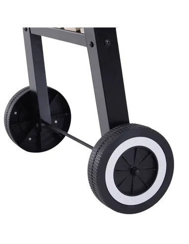 Outsunny Trolley Charcoal BBQ Barbecue Grill Outdoor Patio Garden Heating Smoker with Side Trays Storage Shelf and Wheels