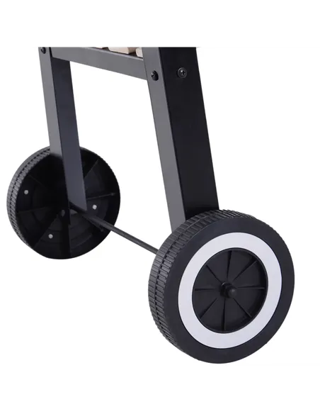 Outsunny Trolley Charcoal BBQ Barbecue Grill Outdoor Patio Garden Heating Smoker with Side Trays Storage Shelf and Wheels