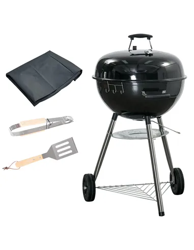 Outsunny Portable Kettle Charcoal Grill - Black