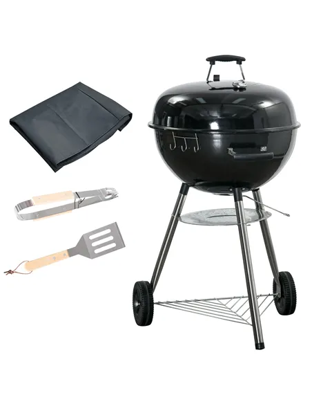 Outsunny Portable Kettle Charcoal Grill - Black