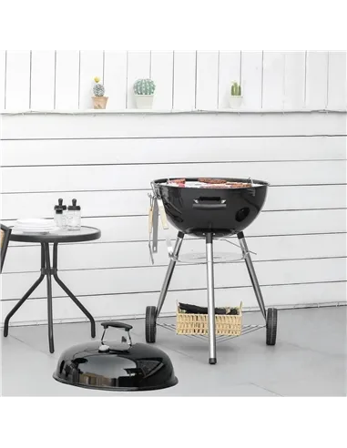 Outsunny Portable Kettle Charcoal Grill - Black